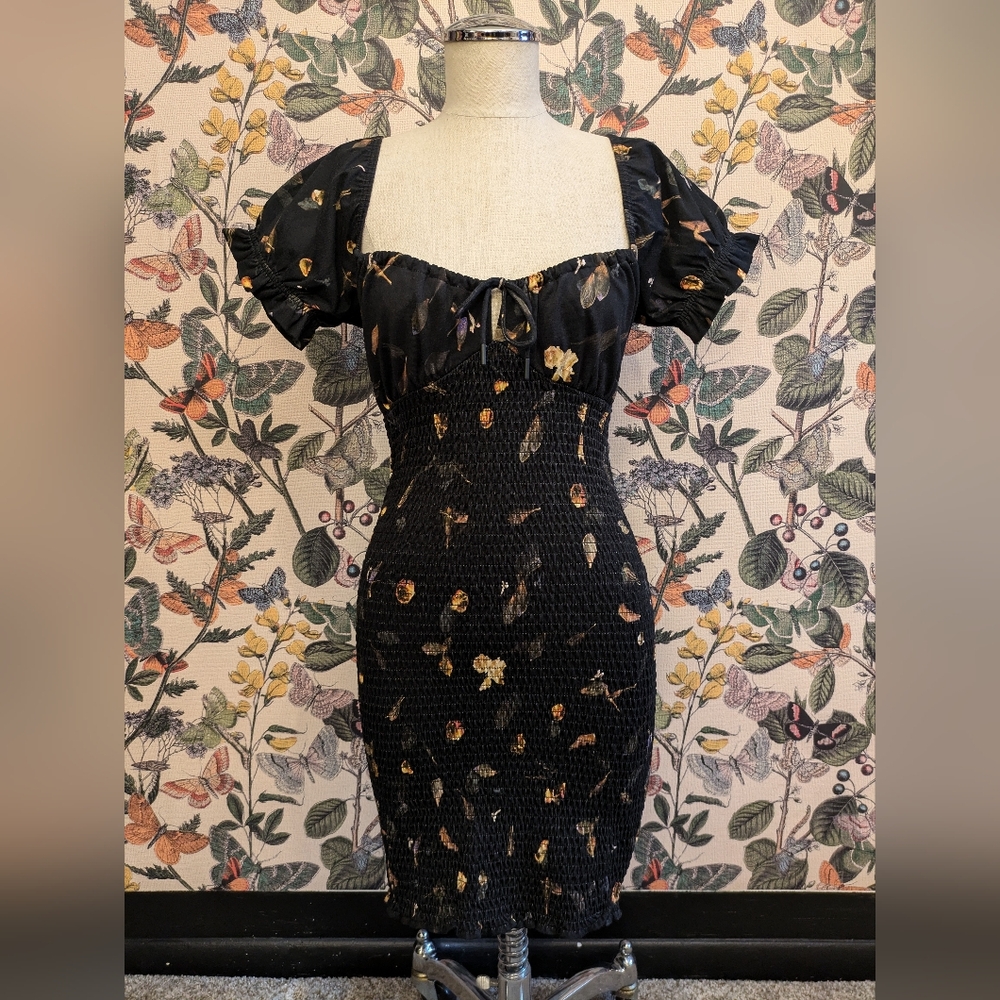All Saints Martha Mutare Black Floral Minidress- Size 4